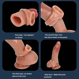 Realistic Silicone Penis Extender Sleeve - Men, Silicone, 5.5 Inch
