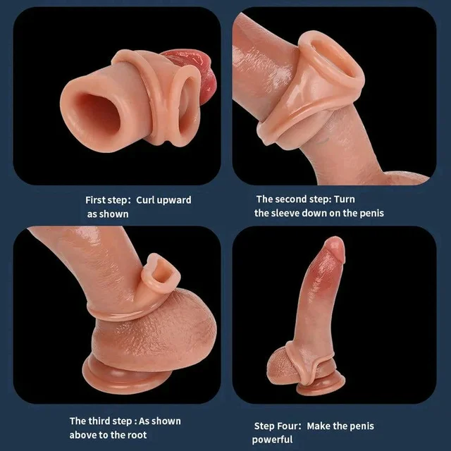 Realistic Silicone Penis Extender Sleeve - Men, Silicone, 5.5 Inch