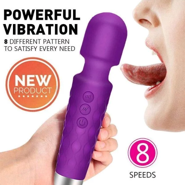 Mini Wand Vibrator 20 Speeds - Black, Silicone