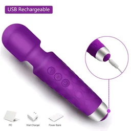 Mini Wand Vibrator 20 Speeds - Black, Silicone