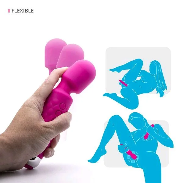 Mini Wand Vibrator 20 Speeds - Pink Flamingo, Silicone