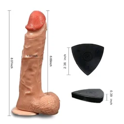New Arrivals 360 Rotating Remote Control Wireless Realistic Dildo - Tan, Soft High Grade Silicone, 8 Inches