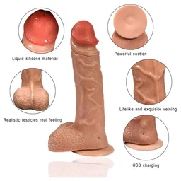New Arrivals 360 Rotating Remote Control Wireless Realistic Dildo - Tan, Soft High Grade Silicone, 10 Inches