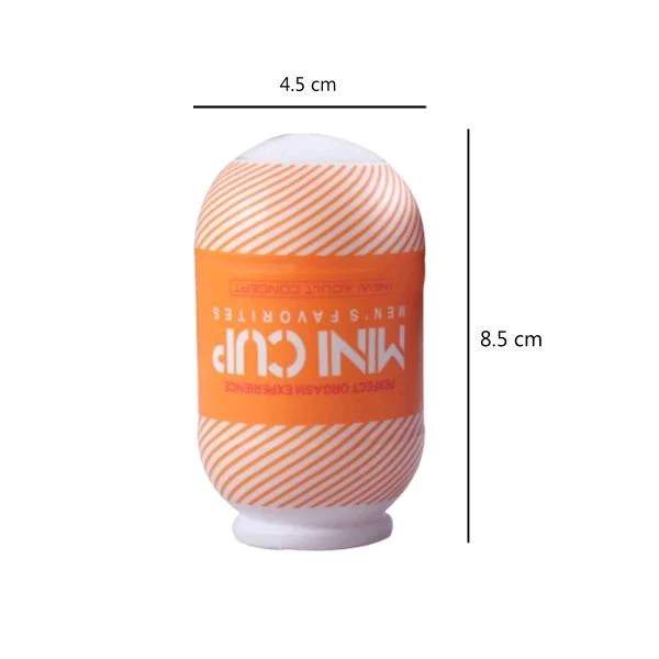 New Arrival Mini Masturbator Cup – 4inch - Soft Silicone, 4 Inch, Web Orange