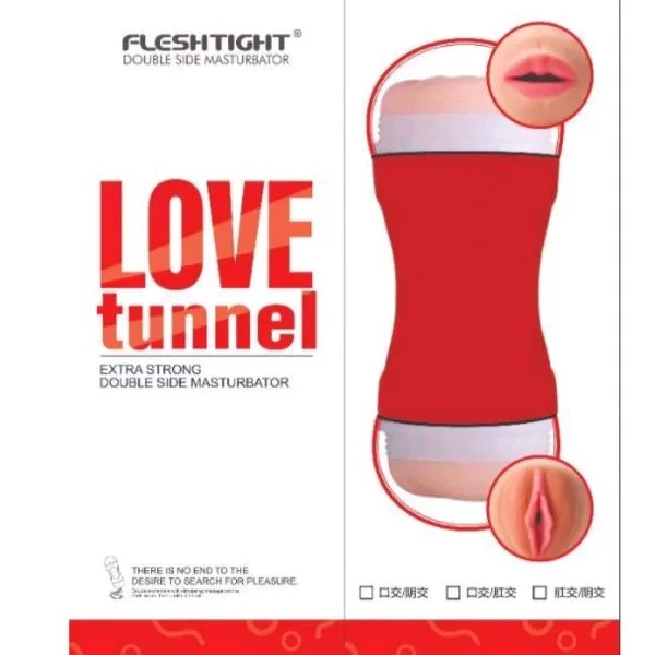 2 In One Love Tunnel 2 In 1 Masturbator - Black, Abs+ Soft Silicone, 5.5 Inch