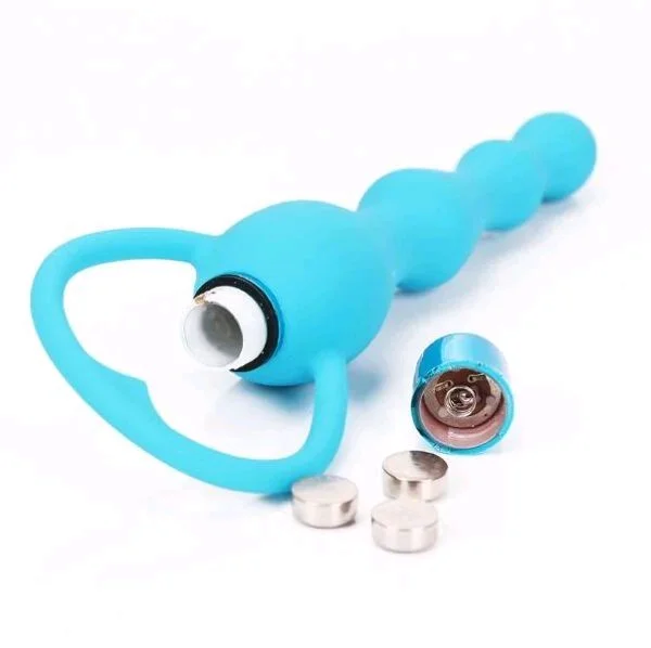 Multi Beads Silicone Butt Plug Vibrator - premium silicone, Pink Flamingo, 5.9 Inch