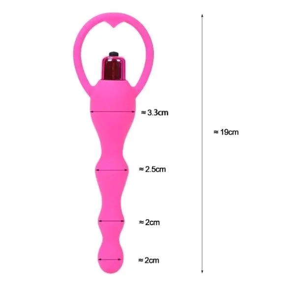 Multi Beads Silicone Butt Plug Vibrator - premium silicone, Cornflower Blue, 5.9 Inch