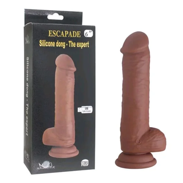 Rotating The Expert Silicone Dildo - Morocco Brown, Silicone, 7.5 Inches