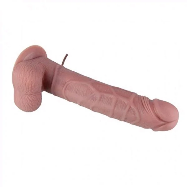 Realistic Rotating Dildo Vibrator - Brown, Silicone, 8 Inches