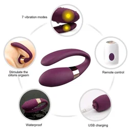 U Shape G-Spot Wireless Vibrator Rechargeable - Silicone, Ripe Plum