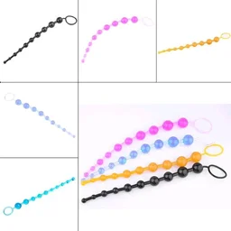 Flexible 10 Jelly Anal Beads - Silicone, 5.8 Inches, Blue