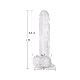 Realistic Crystal Jelly Dildo 7 Inch - transparent, Silicone, Insertable: 5.5 Inches
