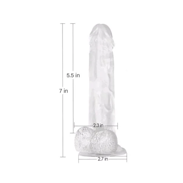 Realistic Crystal Jelly Dildo 7 Inch - transparent, Silicone, Insertable: 5.5 Inches