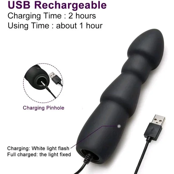 Tarzan Wireless Remote Control Vibrating Butt Plug - Silicone+Abs, Black, 5.8 Inches