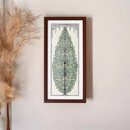 Hand Printed Pattachitra Tree of Life on Tussar Silk Painting - 0.5 in, 9 in, 19 in