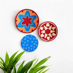 Natural Sophistication Sabai Hanging Basket Bohemian Wall Art | Set of 3 (8" 10" 12")