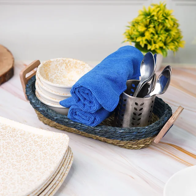 Organic Handmade Sabai Grass Bread Basket - 3 in, 3 in, 14 in