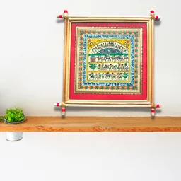 Saura Painting on Handprinted Palm Leaf Frame - 0.5 in, 10 in, 10 in