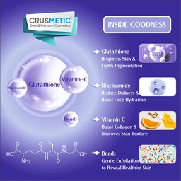 Pack of 2 - Crusmetic Glutathione Face Wash with Niacinamide & Vitamin C (100ml x 2) | Skin Brightening & Dark Spot Reduction | Buy 1 Get 1 Special Value Pack