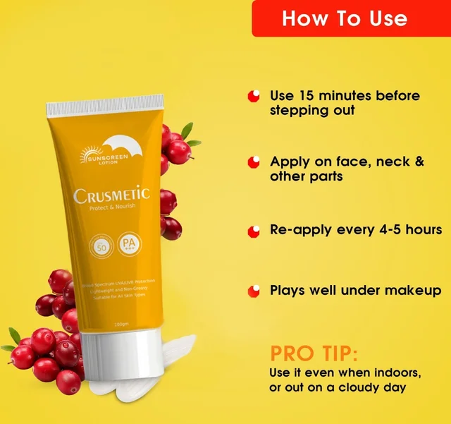 Crusmetic Sunscreen SPF 50 PA++ UVA/UVB for Broad Spectrum | Sun Protection with Glowing Skin | No White Cast | For All Skin Types (Oily, Dry, Acne-prone) | For Men & Women (100gm)