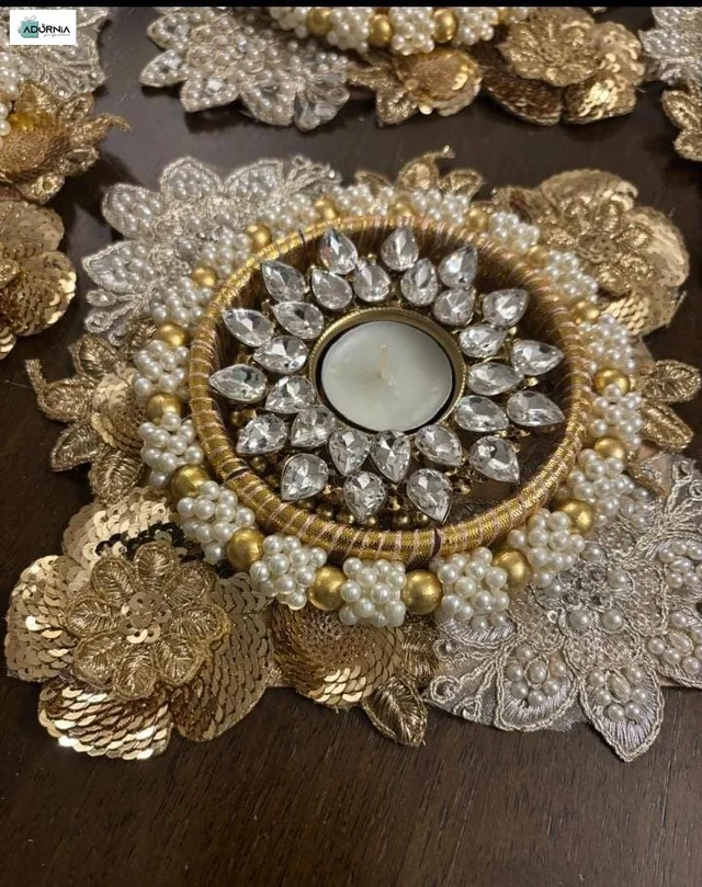 Gold Floral Tealight Holder, MOQ 2