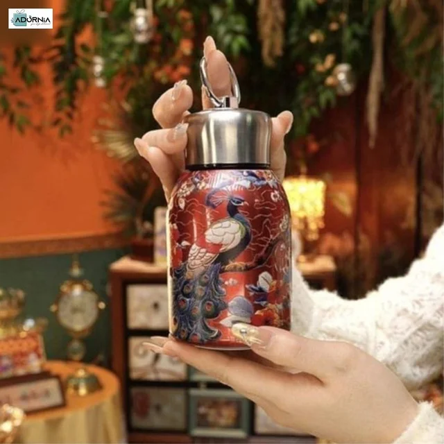 Printed Mini Insulated Water Bottle with Handle Lid - 300 ml