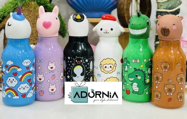 Animal Theme Plastic Water Bottle - 500 ml - Unicorn