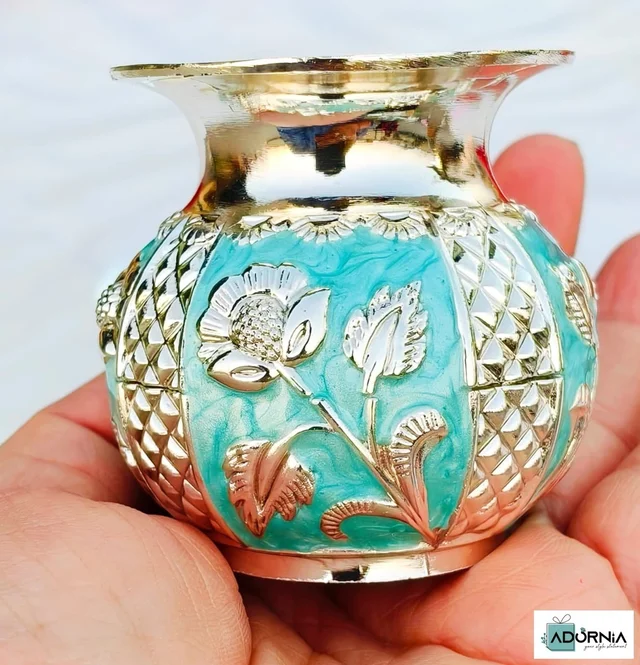 German Silver Enamel Kalash - 2.5 Inches