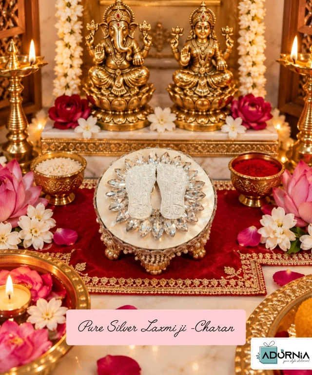 Pure Silver Laxmi Charan Chowki with Gift Box