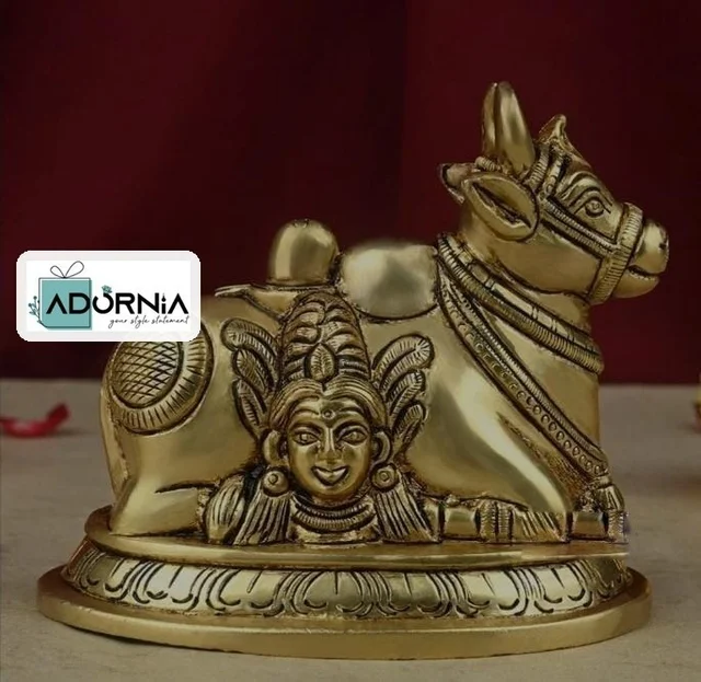 Brass Nandi Ji Idol - 6 Inch - Brass tone