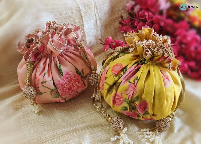 Floral Organza Potli with Lining