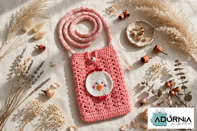 Crochet Chick Motif Mobile Sling Bag