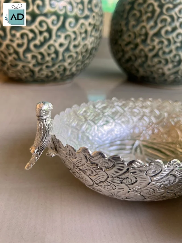 German Silver Parrot Long Bowl - Oval, 8 Inch