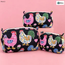 Quilted Utility Pouch Set of 3 - 24 Prints - Print 1