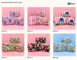 Quilted Utility Pouch Set of 3 - 24 Prints - Print 1