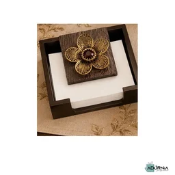 Brooch-Embellished Wooden Napkin Holder