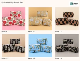 Quilted Utility Pouch Set of 3 - 24 Prints - Print 1