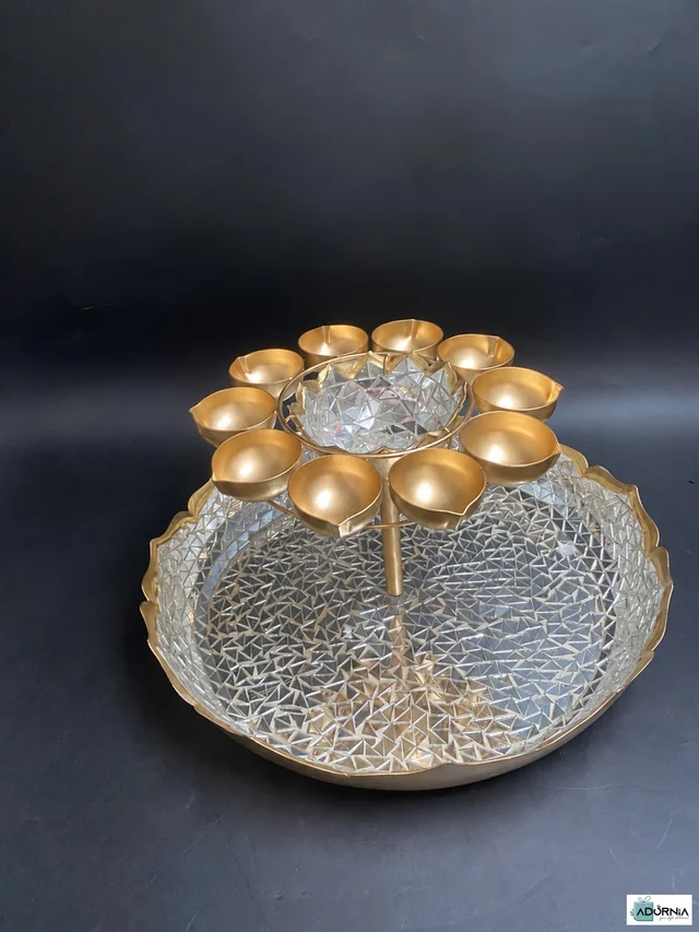 Mosaic Double Diya Urli - 9 Inch, 14 Inch Base
