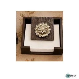Brooch-Embellished Wooden Napkin Holder