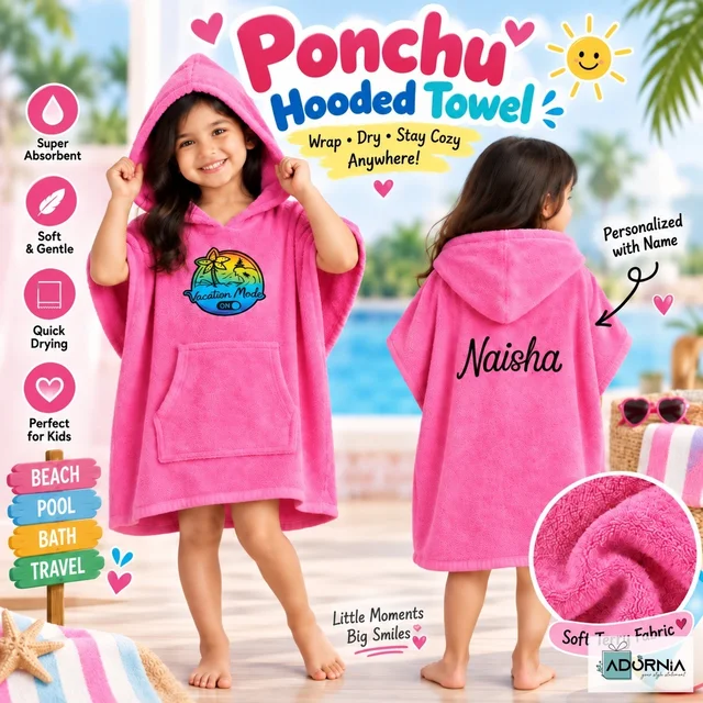 Personalized Cotton Ponchu Hooded Towel - 2-5 years