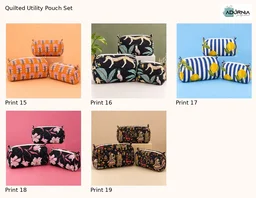 Quilted Utility Pouch Set of 3 - 24 Prints - Print 1