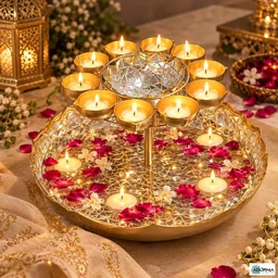 Mosaic Double Diya Urli - 9 Inch, 14 Inch Base