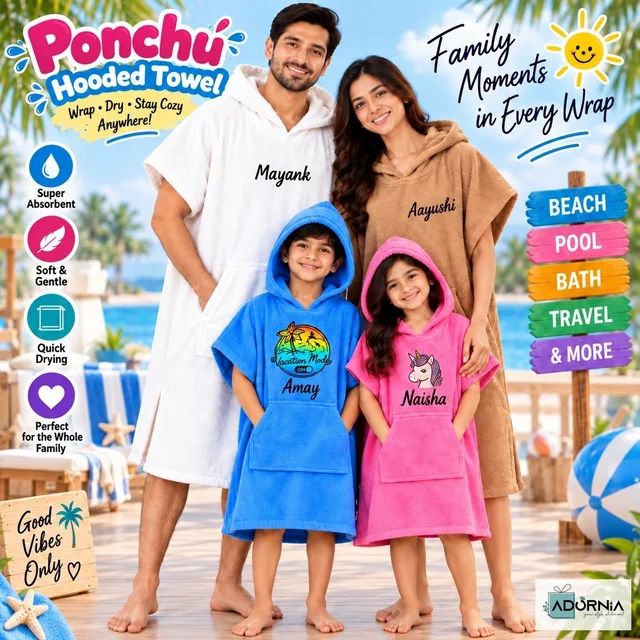 Personalized Cotton Ponchu Hooded Towel - 2-5 years