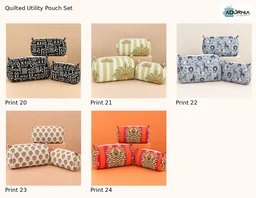 Quilted Utility Pouch Set of 3 - 24 Prints - Print 1