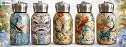 Printed Mini Insulated Water Bottle with Handle Lid - 300 ml