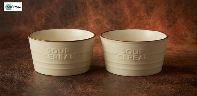 Ceramic Soup & Snack Bowls - Set of 2 - Cream