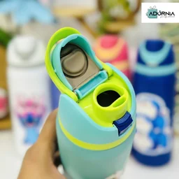 Stainless Steel Sipper Bottle 1000 Ml Kids Cartoon Designs - Stitch White