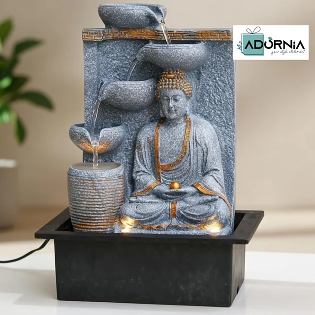 Polyresin Buddha Cascading Bowl Fountain - 18 Inch - Sandstone