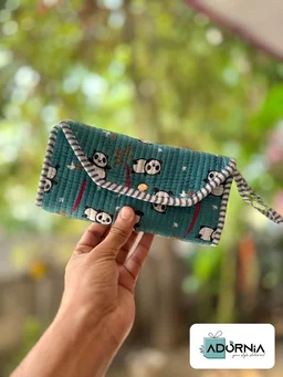 3 Fold Quilted Hand Block Print Clutch