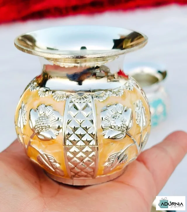 German Silver Enamel Kalash - 2.5 Inches